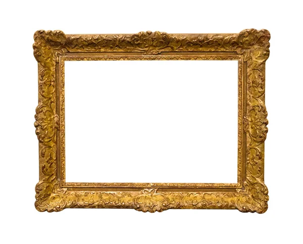 Old Wide Baroque Golden Picture Frame Cut Out Canvas Isolated — Stock Photo, Image