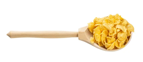Kochlöffel Mit Zuckerfreien Cornflakes Isoliert Auf Weißem Hintergrund — Stockfoto