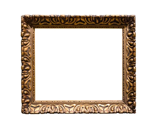 Old Decorated Wide Bronze Picture Frame Cut Out Canvas Isolated — Stock Photo, Image