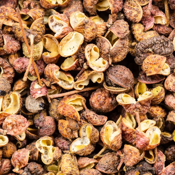 Square Food Background Dried Pink Sichuan Pepper Close — Stock Photo, Image