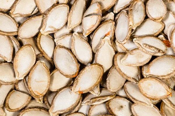 Fundo Comida Muitas Sementes Abóbora Inteiras Fechar — Fotografia de Stock