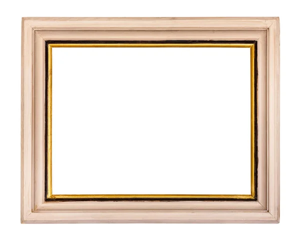 Wide Beige Colored Picture Frame Cut Out Canvas Isolated White — 图库照片