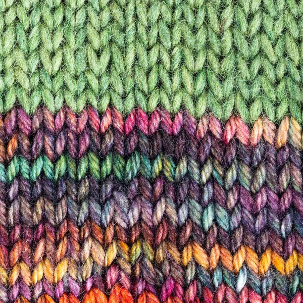 織物の正方形の背景 手編みの毛織物のテクスチャを閉じる — ストック写真