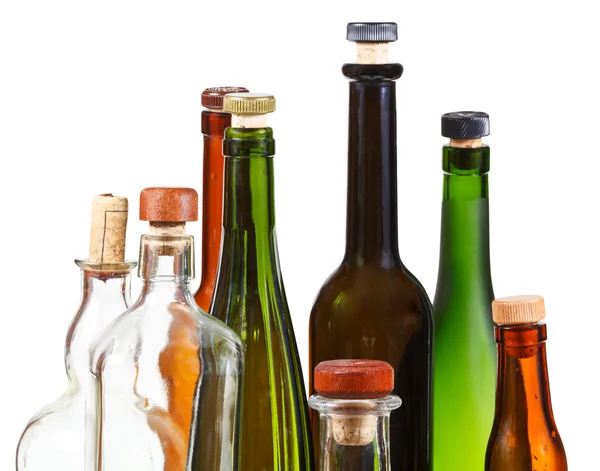 Muchas botellas de vino vacías cerradas — Foto de Stock