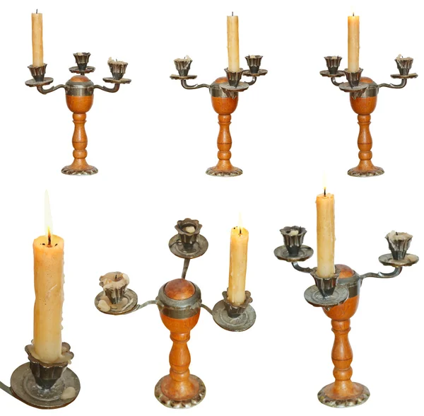 Conjunto de candelabro con velas aisladas — Foto de Stock