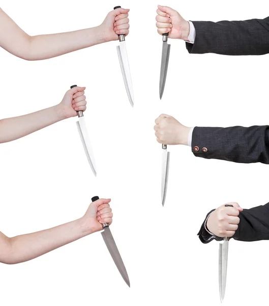 Set of hands with knife — Stock Photo, Image