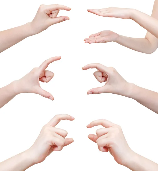 Set of hands showing sizes - hand gesture — Stock Photo, Image