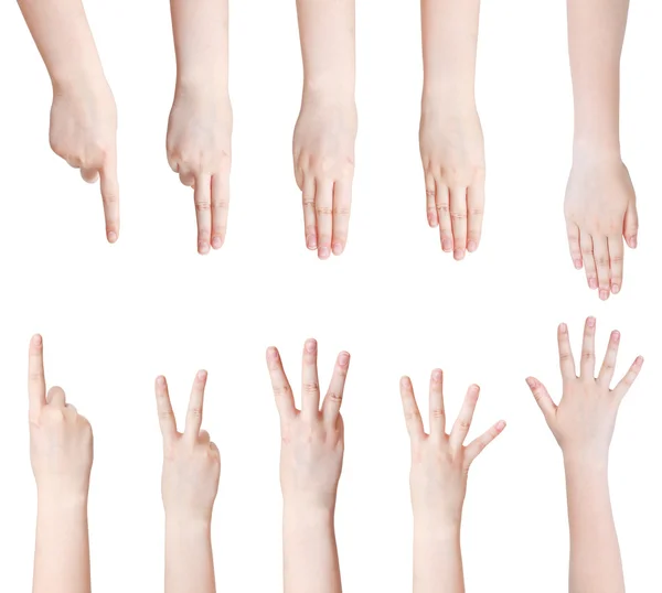 Set of counting hand gesture isolated — Stock Photo, Image