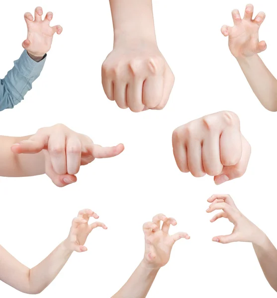 Набор агрессивных жестов женской руки — стоковое фото