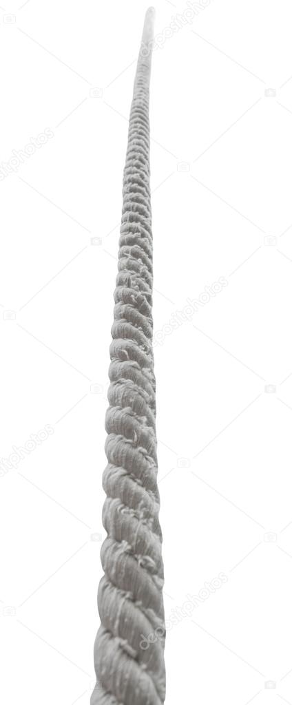 view from below of textile cord isolated