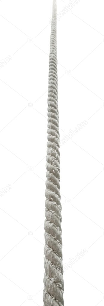 view from below of cotton rope isolated