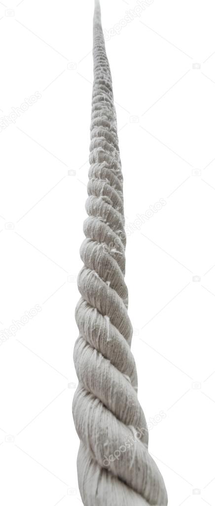 bottom view of textile rope isolated on white