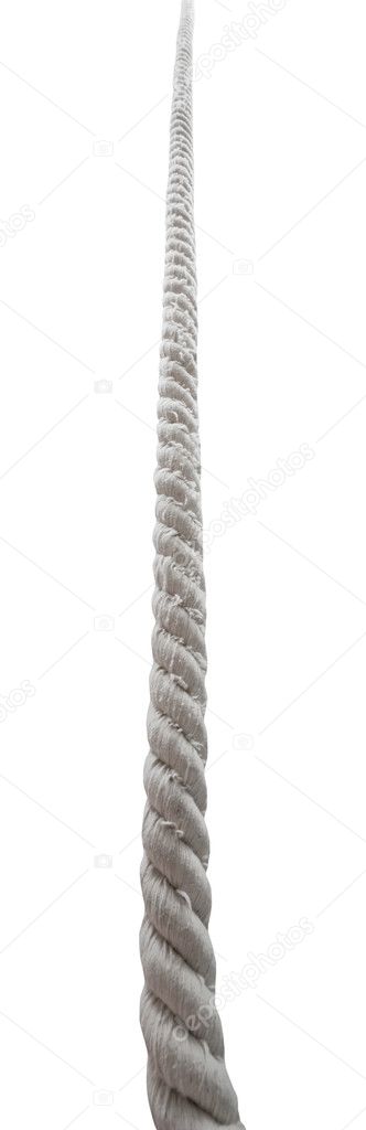 view from below of textile rope isolated