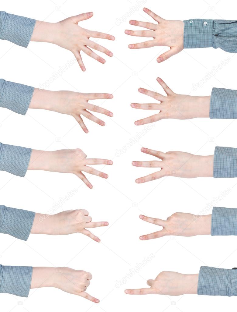 set of counting female hands