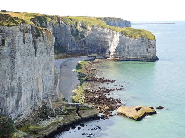 View of stone english channel shore on Eretrat — Stock Photo, Image