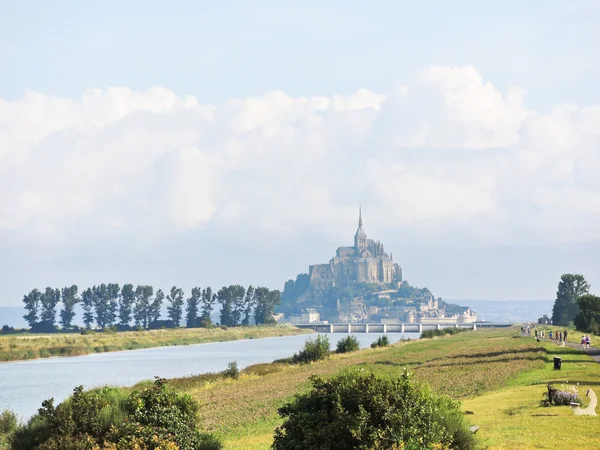 Scene with mont saint-michel abbey, Normandy — Stok fotoğraf