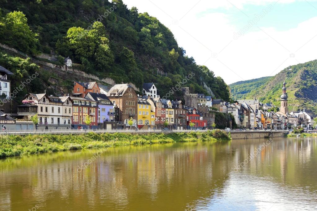 waterfront in Cochem town on Moselle river