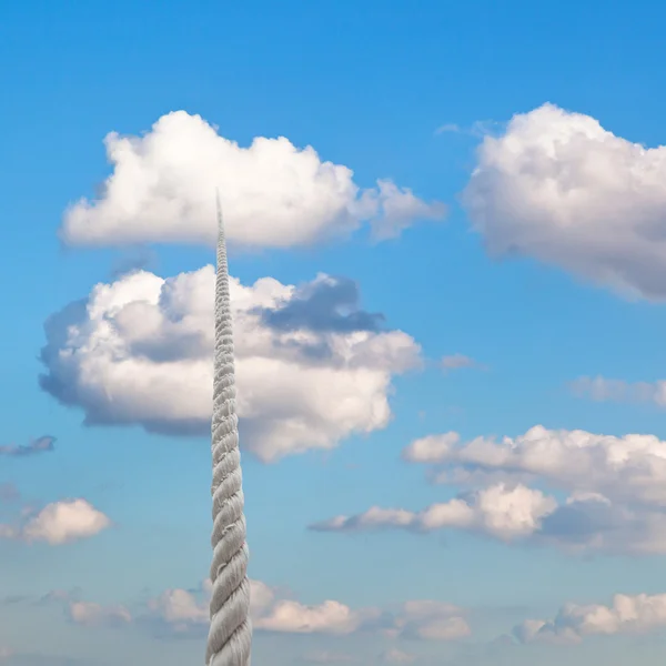 Rope rises to little white cloud — Stock Photo, Image