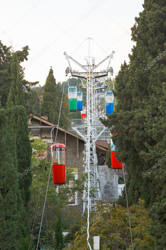 small urban cable way to Darsan Hill in Yalta city