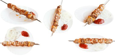 şiş ile izole kuzu shishkebab kümesi