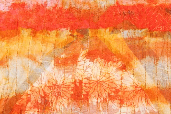 Painted striped orange silk batik — Stock Photo, Image