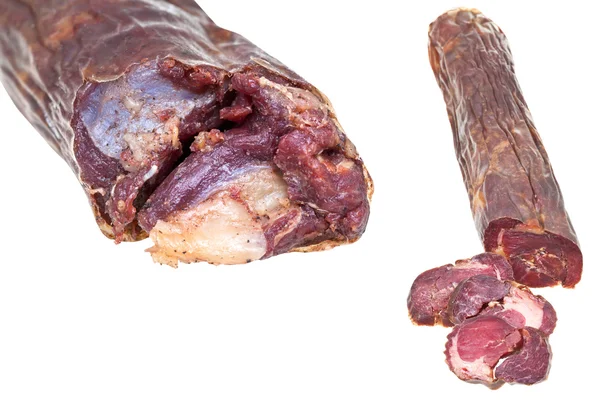 Set van paard vlees worst kazy close-up geïsoleerde — Stockfoto