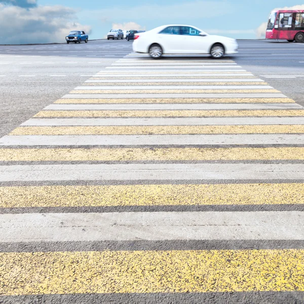 Zebra of pedestrian crosswalk on road — Stock Photo, Image