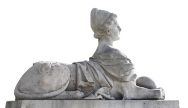 taş sphinxe heykel üzerinde beyaz izole