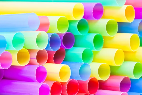 Many-colored ends of multicoloured drinking straws — Stock Photo, Image