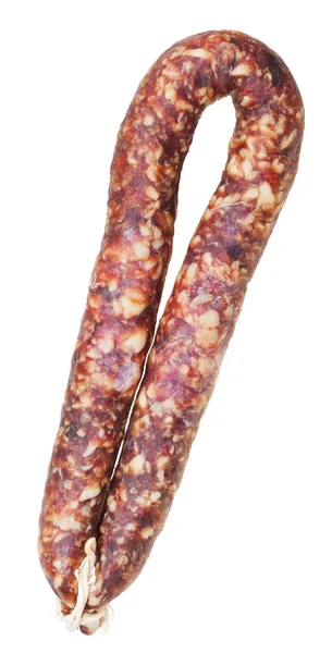 Dried smoked sausage isolated on white — Stock Photo, Image