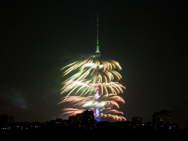 Fireworks Ostankino Tv Kulesi, Moskova çevresinde