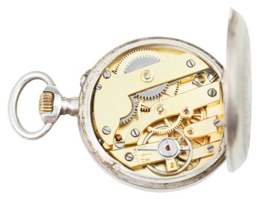 Pirinç clockwork retro gümüş saatim görünümünü yukarıda