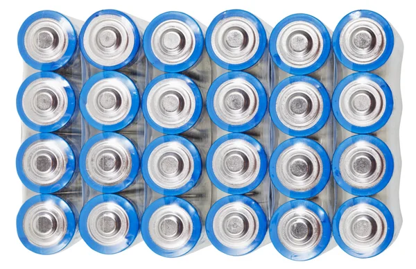 Boven weergave van pack elektrische batterijen van Aa geïsoleerd — Stockfoto