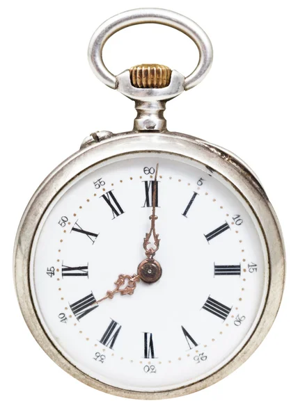Eight o'clock on the dial of retro pocket watch — Stock Photo, Image