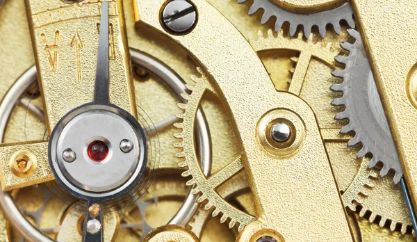 Messing mechanisch uurwerk van vintage klok — Stockfoto