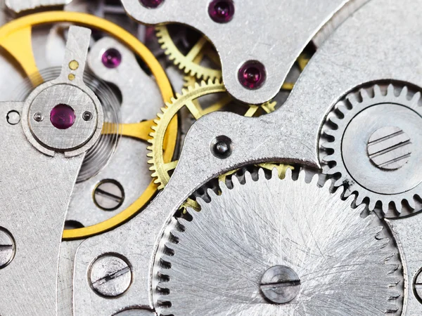Background from steel clockwork of vintage watch — Stock Photo, Image