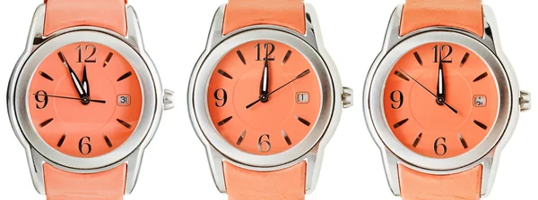 Ensemble de montres-bracelets orange avec minuit — Photo