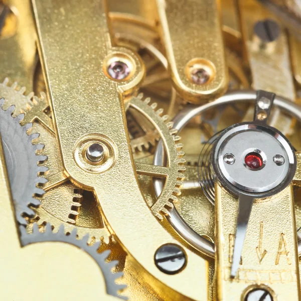 Brass mechanical clockwork of vintage watch — Stock Photo, Image