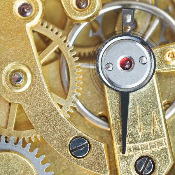 黄铜的老式时钟的机械钟表机构 — 图库照片