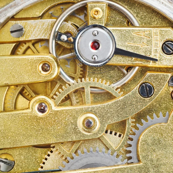 レトロな時計の真鍮ギアの動きから背景 — ストック写真
