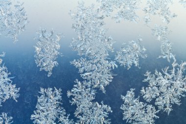 pencere camına Frost yakın çekim kış gecesi