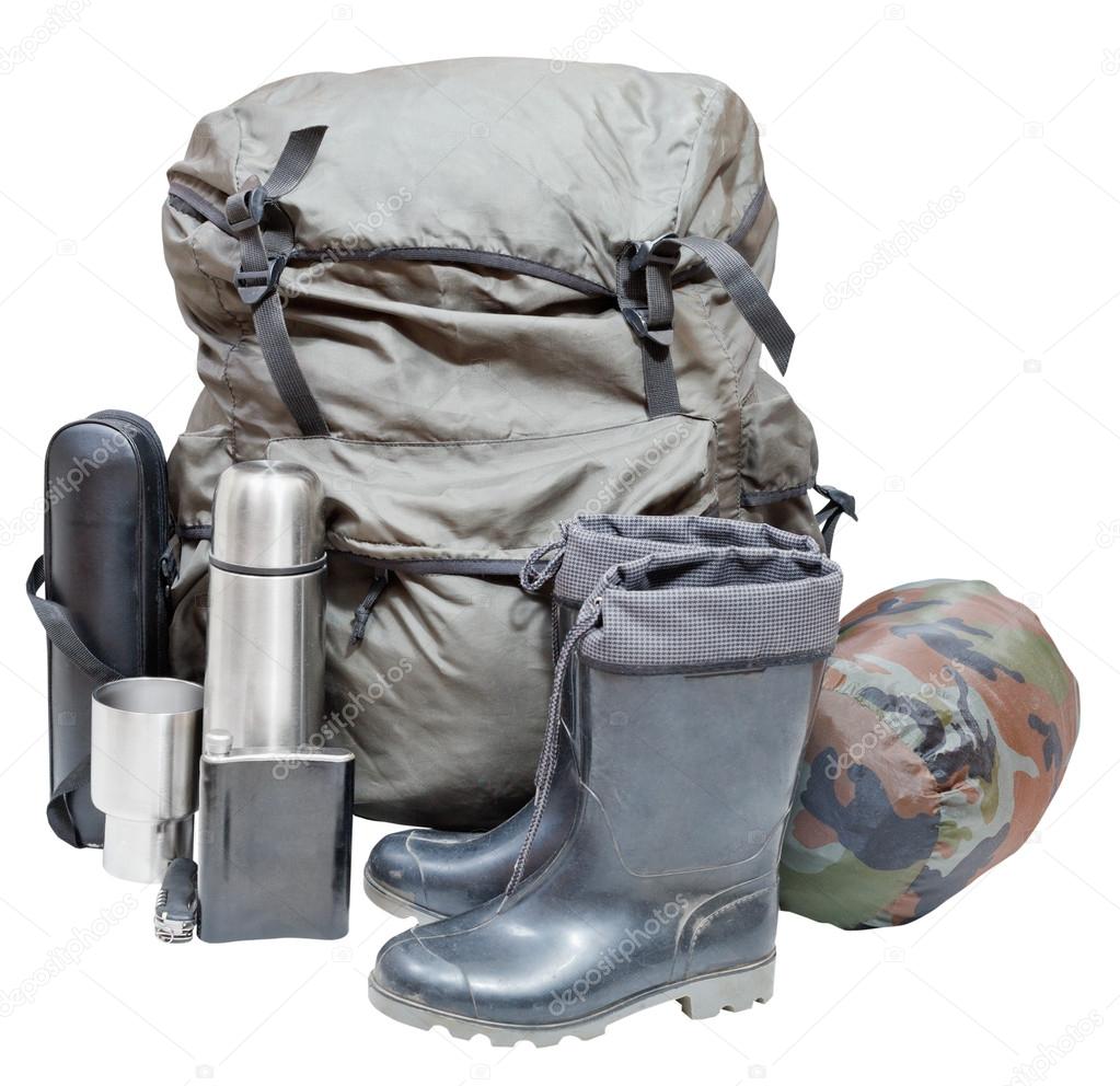 camping equipment isolated on white background