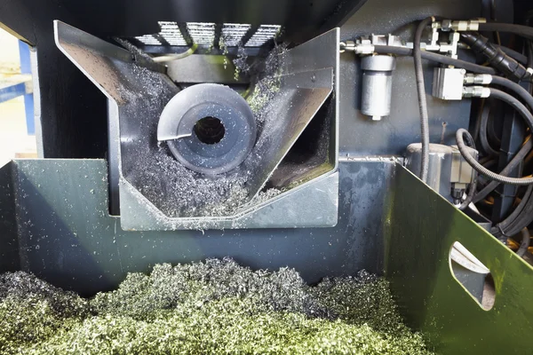 Auger and metal turnings from lathe machine — Stock Photo, Image