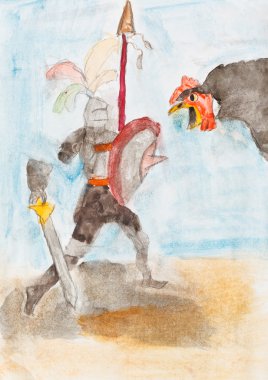 Knight ile dev tavuk savaşır