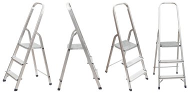 set of short folding step ladder isolated clipart