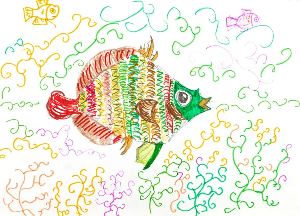 ปลาหลายสีระหว่างสาหร่าย — ภาพถ่ายสต็อก