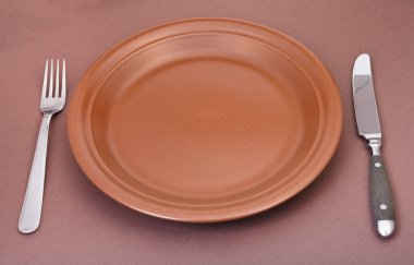 boş seramik tabak çatal ve bıçak brown hakkında