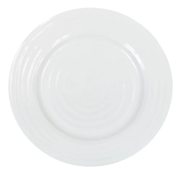 Vista superior del plato blanco aislado en blanco — Foto de Stock