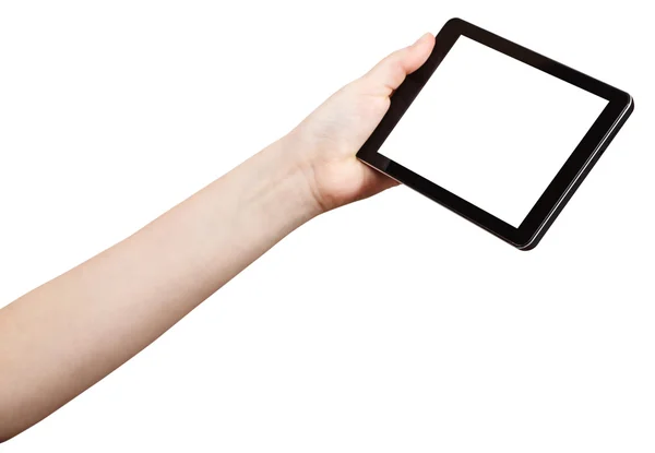 Χέρι που κρατά το tablet-pc με οθόνη διακοπής — Φωτογραφία Αρχείου
