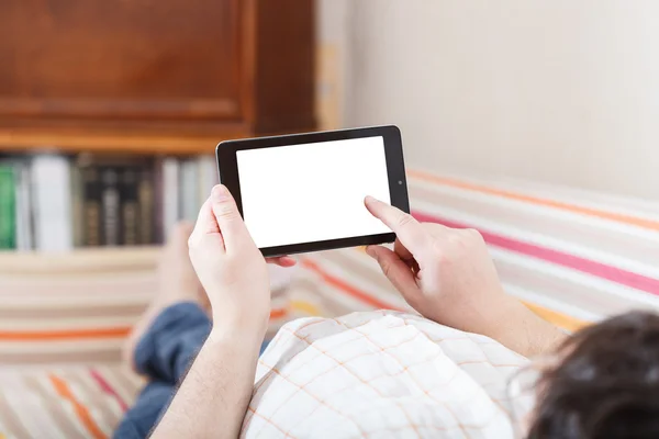 Man reading with tablet pc — Stock Photo, Image